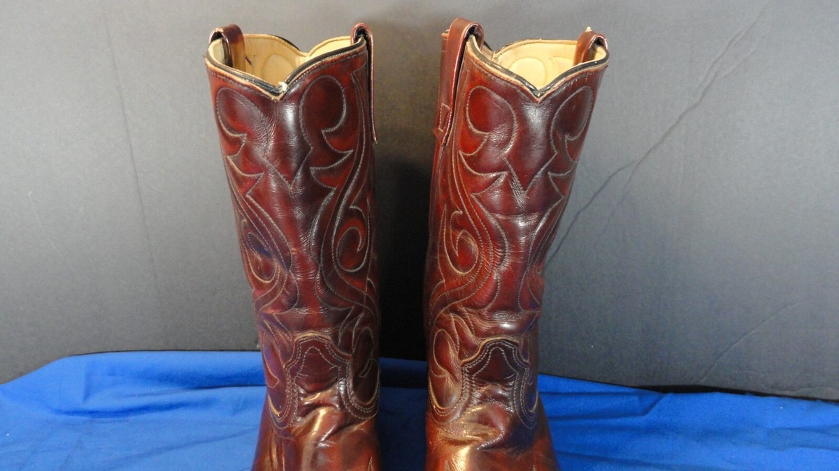 Vintage Acme Leather Cowboy Western Black Cherry Boots Men\'s 8.5 D Men main image 2