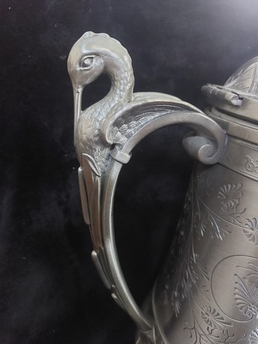 Antique Reed & Barton Swan Handle Silver Plate Ornate Water Pitcher Jug - Picture 3 of 14