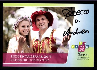Rebecca und Andreas Autogrammkarte Original Signiert Hessenpaar 2015 ## BC 55740