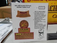 FRAM OIL CANISTER DECAL FOR VINTAGE CARS AND TRUCKS  OIL FILTER DECAL CHEVY