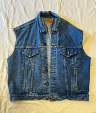 Vintage 80s 90s Levi s 70507-0214 XL Cutoff Denim Vest Trucker Biker USA