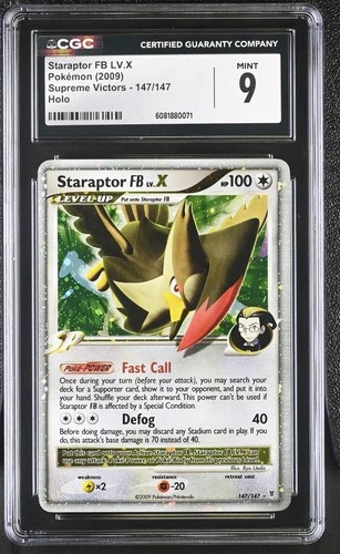 CGC 9 MINT Staraptor FB LV.X 2009 Supreme Victors 147/147 Holo Pokemon Card