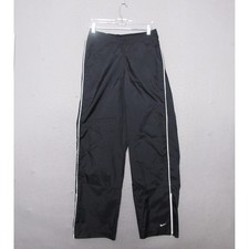 Vintage Nike Pants Women XS Black Track Windbreaker Side Stripe Swoosh Y2K 90s