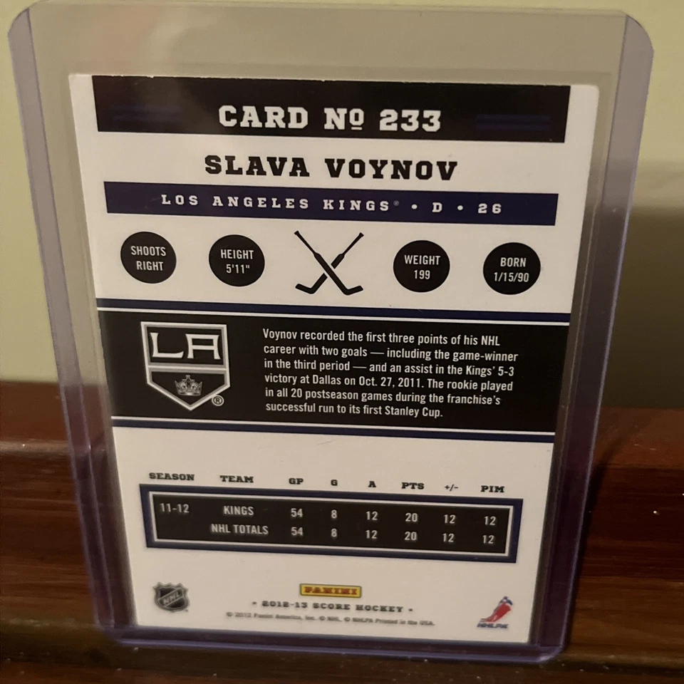 2012-13 Panini Score #233 Slava Voynov Stanley Cup Champions Card - LA Kings NHL - Image 2 of 2