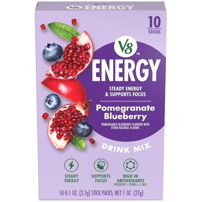 Pomegranate Blueberry Energy Drink Powder 10 Packets .10oz Caffeine Focus