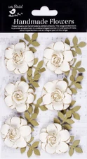 Little Birdie Pixie Rose Paper Flowers 6/Pkg-Ivory Pearl