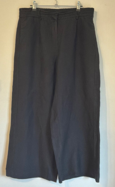 PING PONG Black LINEN BLEND Wide-Leg PALAZZO Pants, Size 14