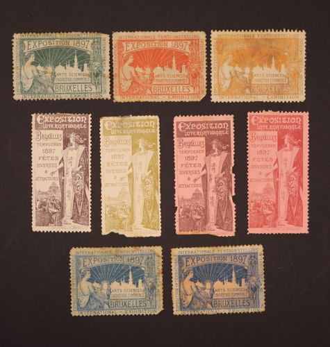 JUEGO DE 9 MH EXPOSICIÓN INTERNACIONAL DE BRUSELAS DE 1897