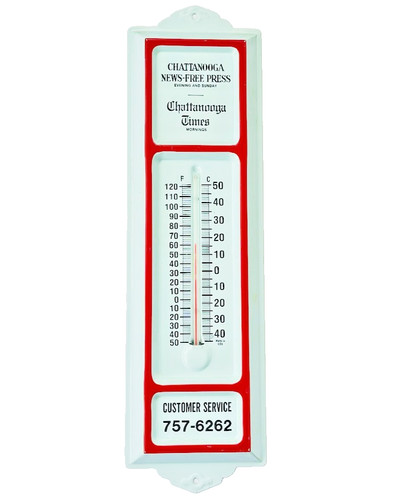 CHATTANOOGA Tennessee TIMES NEWS FREE PRESS Vintage Metal Wall Hang Thermometer