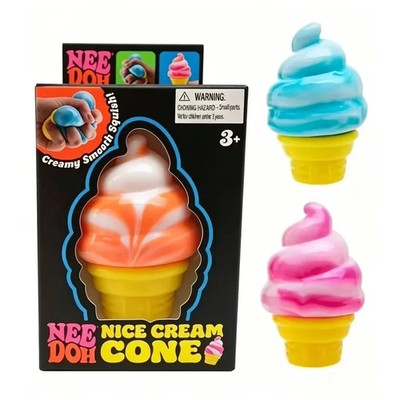 NeeDoh Nice ice Cream Cone Blue Orange Pink Ice Cream Squishy Nee Doh Box
