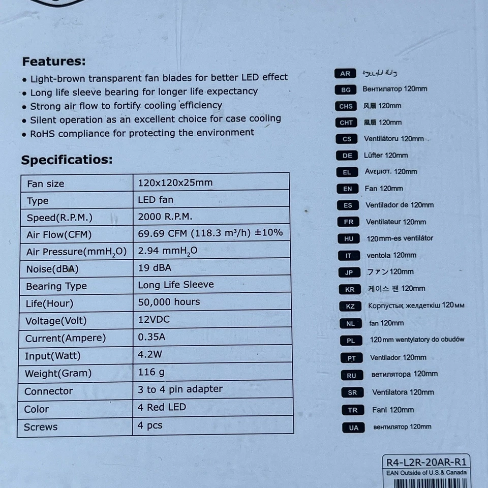 Cooler Master SickleFlow 120mm Red LED Fan 2000 RPM R4-L2R-20AR-R1 New Sealed - Image 3 of 4