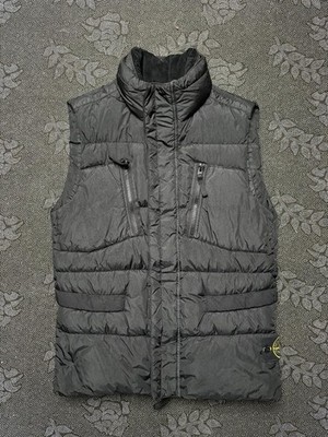 Stone Island Crinkle Reps NY Daunenweste schwarz Größe S Kleidungsstück gefärbt