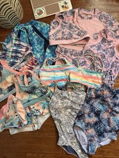 Athleta Girl Size 8 10 M Swimsuit Lot 16 Pcs One Piece Rashguard Bikini