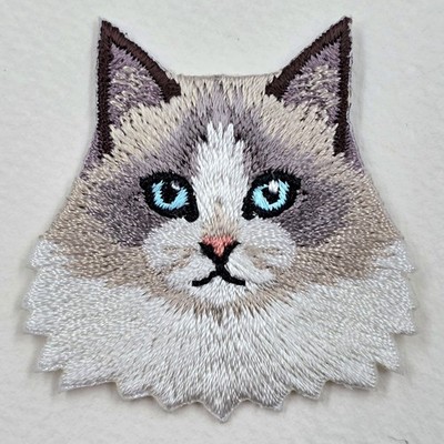 Stoffpuppe Katze bestickt Aufnäher Bügelbild Motiv Kleidung Stickerei Applikation Katzen