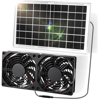 Joycabin Solar Ventilator Kit 10W Doppel Lüfter für Gewächshaus, Hühnerstall,...