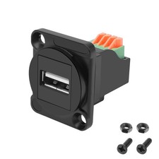 USB 2.0 DType Panel Mount Terminal Solderless Connector Female To 4 Pin