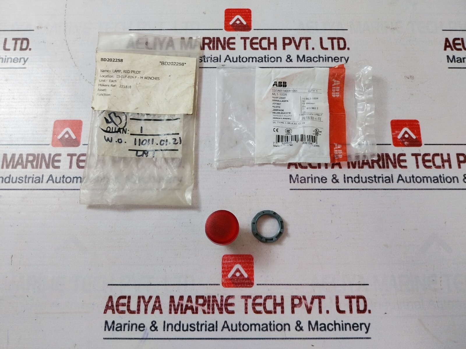 Lot Of 2X ABB Ml1-100r Red Pilot Light