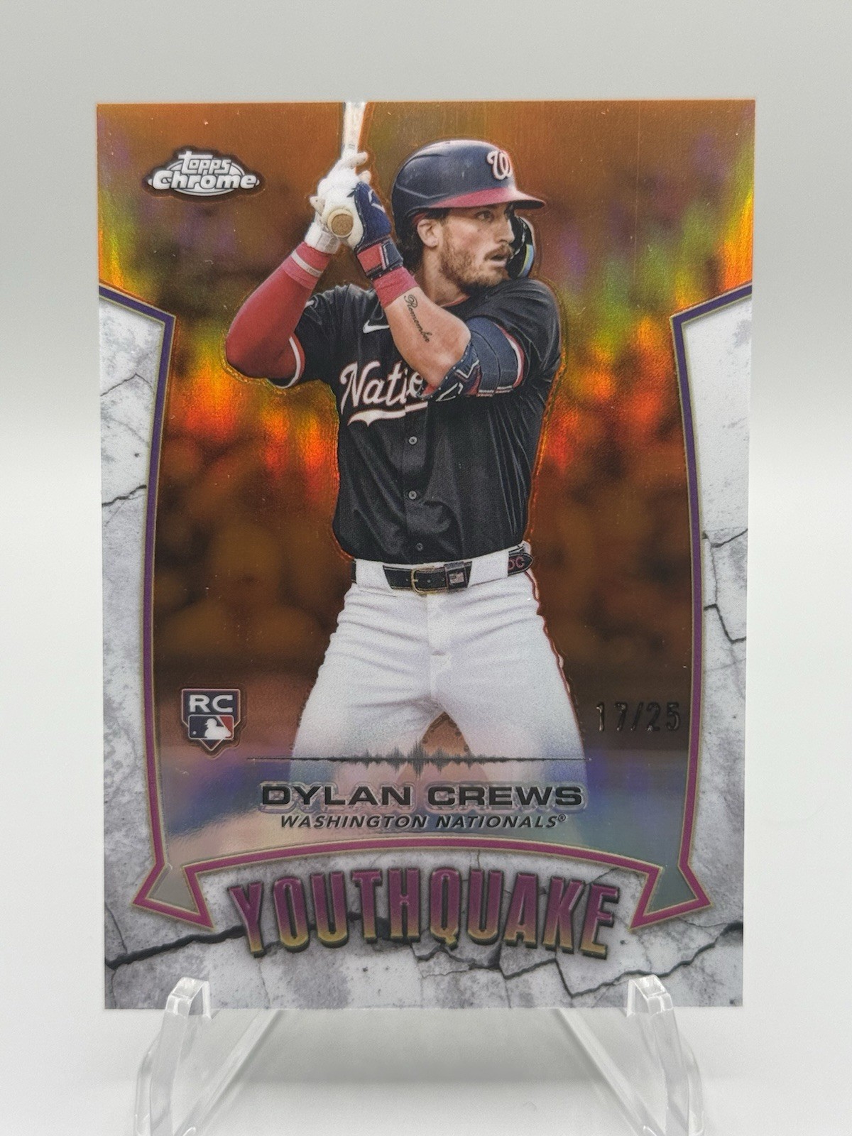 2025 Topps Chrome DYLAN CREWS Rookie RC Youthquake Orange Refractor /25