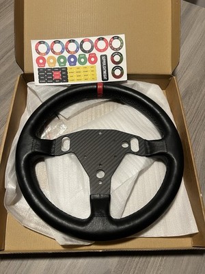 Obokidlyamor 13'' Carbon Fiber & Leather Steering Wheel for Logitech RS50 