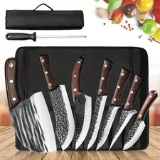 8pcs Forged Chef Butcher/Kitchen Knives. Full Set With Roll Bag