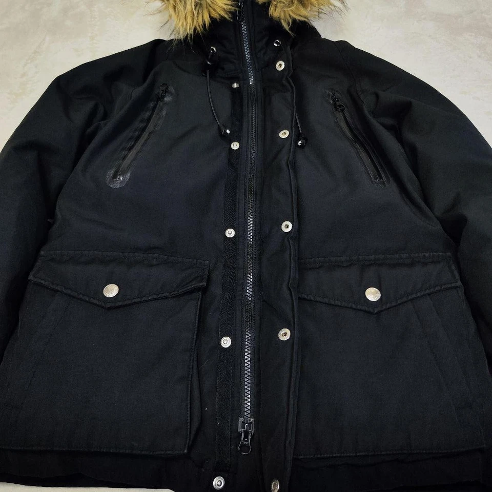 SHCOTT Black Snorkel Down Parka Jacket with Fur, Size XS - Image 4 of 4