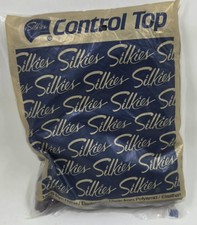 1 Pair VINTAGE SILKIES CONTROL TOP Pantyhose Queen XL Taupe USA MADE NOS