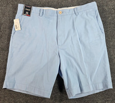 Roundtree Yorke Classic Fit Flat Front Stretch Shorts Sky Blue38 NEW Preppy
