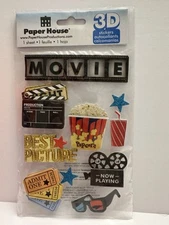 Paper House Movie scrapbooking Sticker Title Word Popcorn Tickets