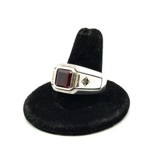 .925 Sterling Silver Lab Ruby White Sapphire Men s Ring Size 10, 14.1g