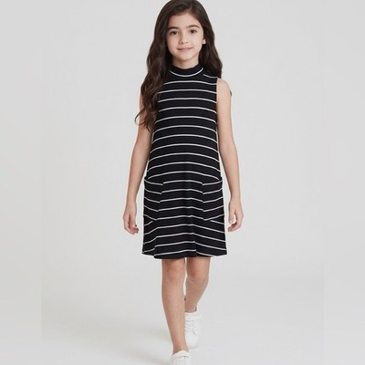 NWT American Eagle Girls Black White Sleeveless Dress & Athletic Shorts - Size 4
