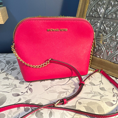 Michael Kors Cindy Small Dome Crossbody Pink Gold-Tone Chain