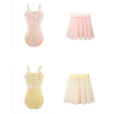Children's Dance One-piece Dress, Suspender Ballet Gymnastics Clothes for Girls