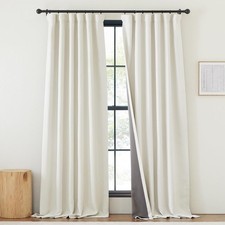NICETOWN Thick Faux Linen 100 Blackout Curtains for Bedroom Pinch Pleated Winch