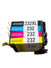 Epson 232 / 232XL Ink Cartridges Lot Black Cyan Magenta Yellow Reman 