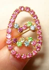 Vntg Gold Tone Multicolor Rhinestone Easter Egg Small Costume Jewelry Brooch Pin