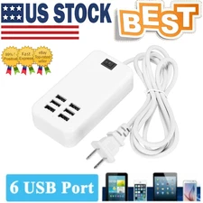 Multi 6 Port USB Hub Wall Charger Station Fast Charging Desktop AC Power Adapter