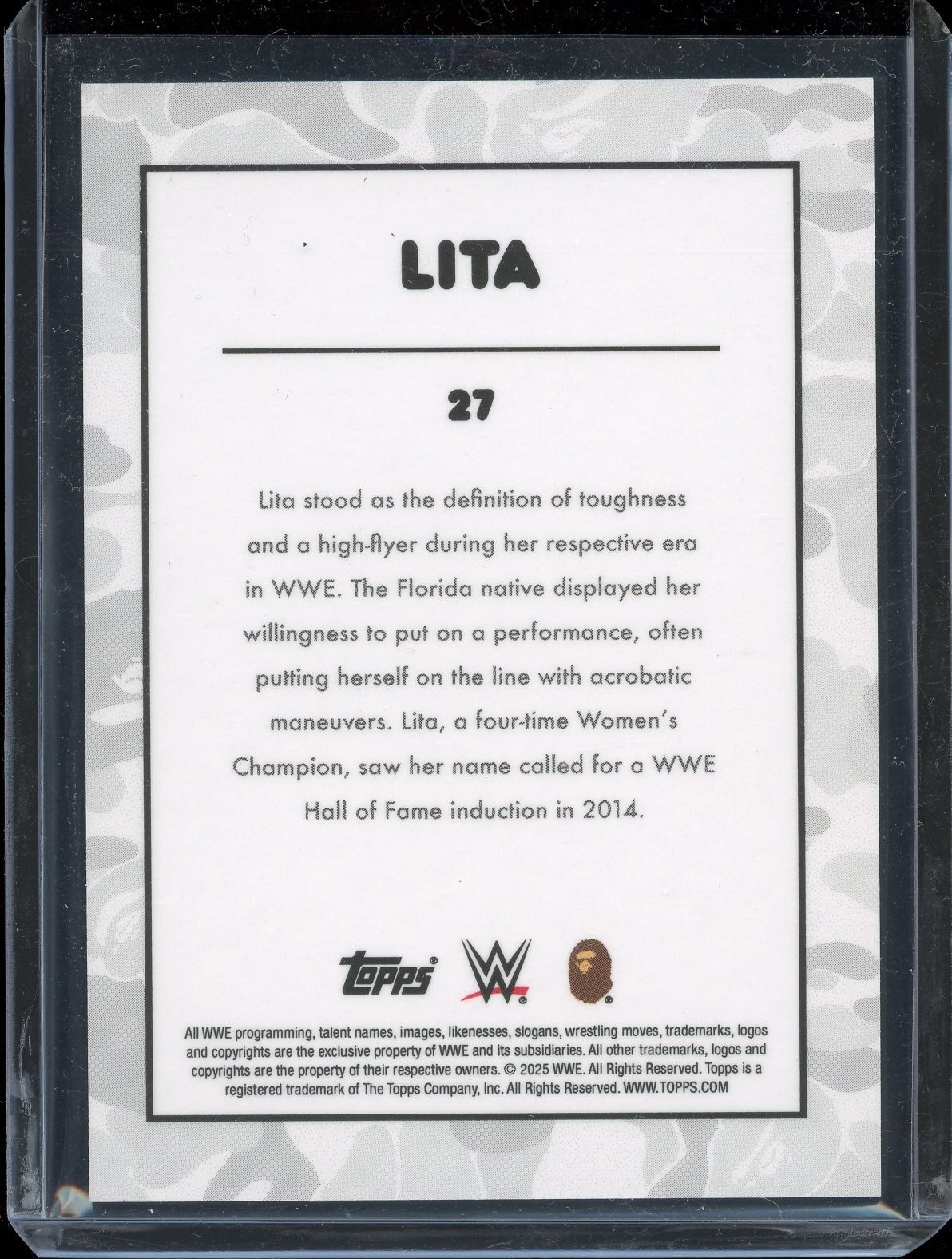 2025 Topps WWE x BAPE Lita Multi Camo 5/5 #27 thumbnail 4