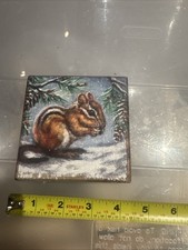 Rustic Chipmunk Winter Art Block   Woodland C...
