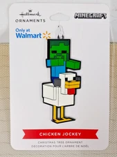 Hallmark Minecraft Chicken Jockey  Flat Metal Enamel Christmas Ornament