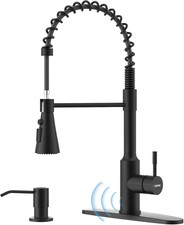 Matte Black Touchless Kitchen Sink Faucet with Pull down Sprayer and Soap Dispe