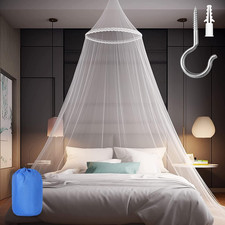 Mosquito Net for Bed, Large White Bed Canopy for Girls, Hanging Bed Net, Easy In