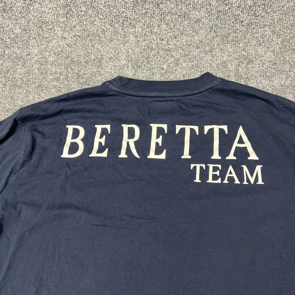 Beretta Shirt Mens XL Navy Cotton Crewneck Short Sleeve Beretta Team Graphic - Image 2 of 4