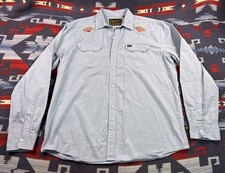 Howler Bros Shirt Mens L Light Blue Gaucho Pearl Snap Rising Sun Aztec Western
