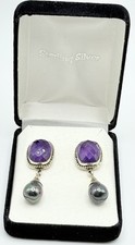 Sterling Silver 925 India Amethyst/Pearl Drop...