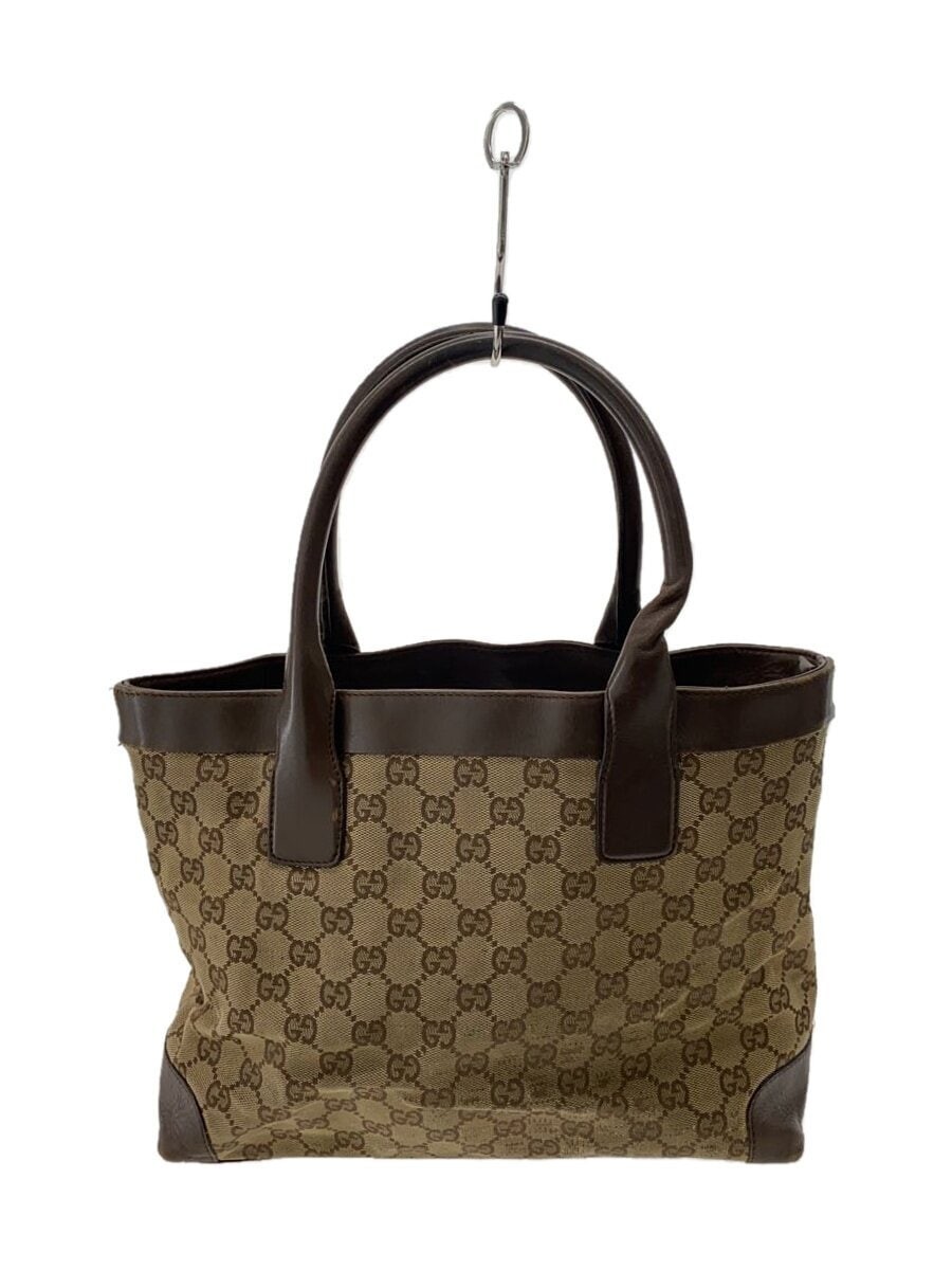 Authentic Japanese GUCCI GG Canvas Tote Bag in Brown