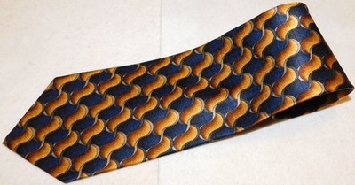 J. Z. RICHARDS MADE IN U.S.A. BLUE/ORANGE/YELLOW S MOTIF TIE - DESIGNER TIES.