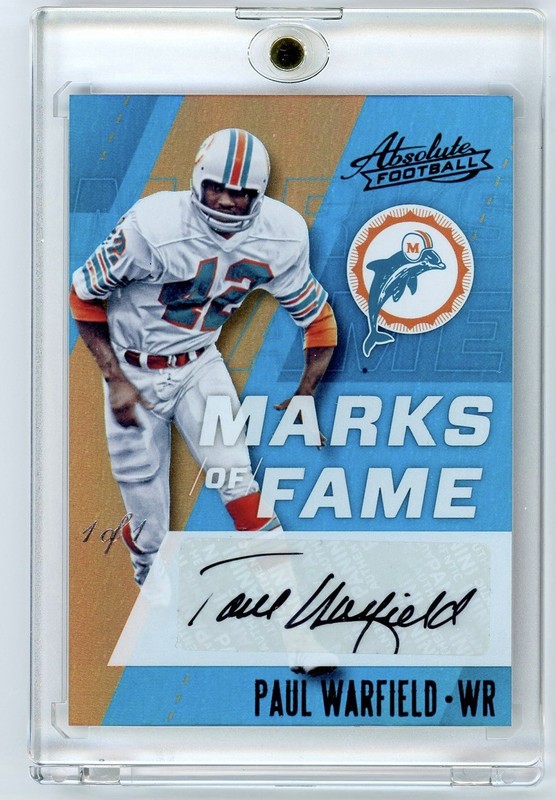 2017 Panini Absolute Marks of Fame Paul Warfield Autograph Auto True 1/1 HOF