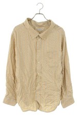 BALENCIAGA Size32 527817 TDN02 Logo Silk Long Sleeve Shirt Beige bb205B F/S from