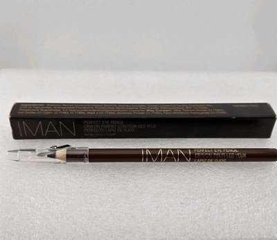 IMAN Perfect Eye Pencil Eyeliner Black Shimmer w/ Sharpener Cap .05 Oz New 