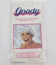 Vintage 90's GOODY Shower Cap Bonnet Hair Cover Large Size Pastel Pink NOS